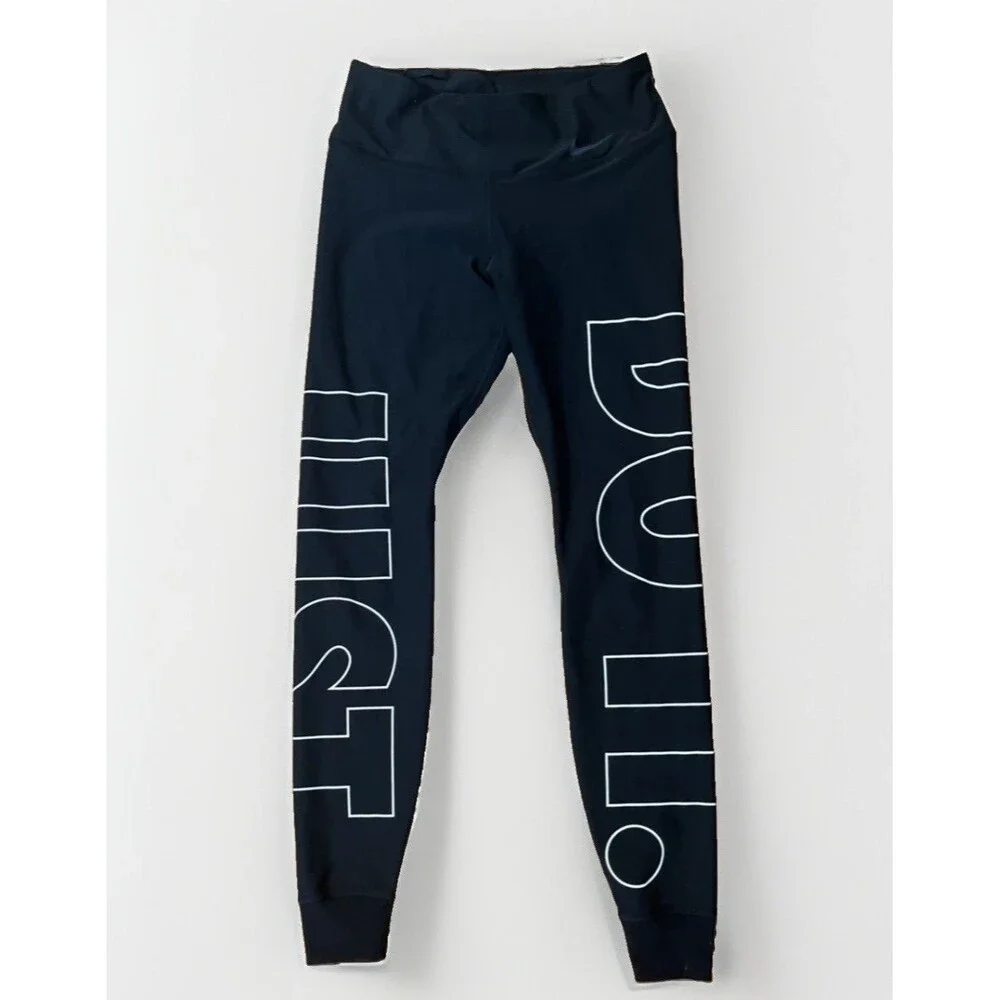 Nike Leggings Just Do It Spell Out Run Training Yoga Women's Small Black
